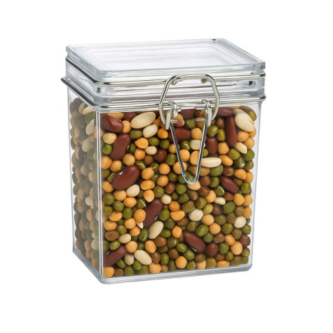 Bocal plastique PS transparent rectangulaire  51x69mm H86mm 180ml