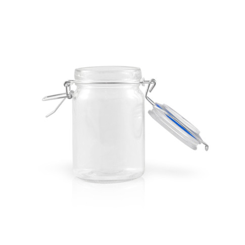 Mini bocal en verre avec joint silicone bleu foncé   H119,2mm 200ml