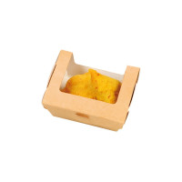 Boite salade carton kraft brun à fenêtre  100x80mm H40mm 250ml
