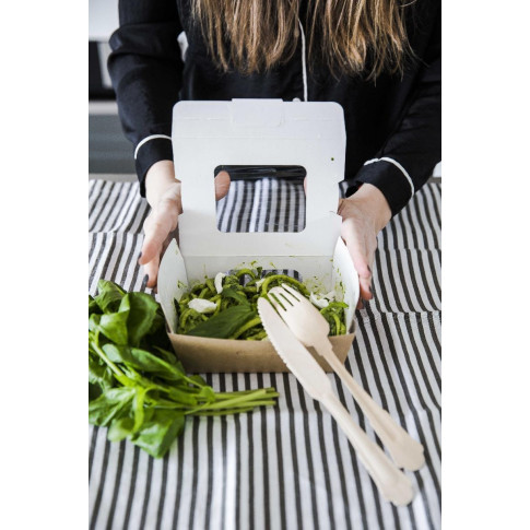 Boîte salade carton kraft brun à double fenêtre 159x138mm H65mm 1250ml