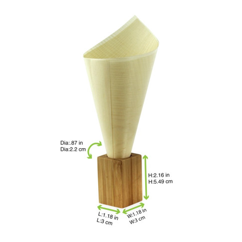 Support bambou individuel pour pic et cône  30x30mm H55mm