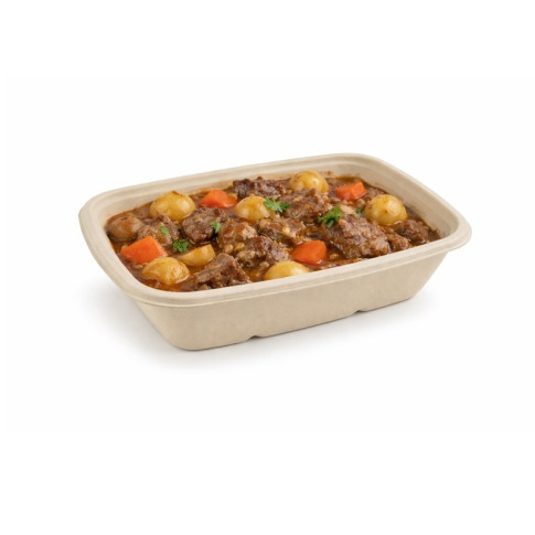 Plateau pulpe rectangulaire brun  215x158mm H50mm 1000ml