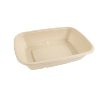 Plateau scellable pulpe rectangulaire brun laminé PLA  214x157mm H46mm 1000ml
