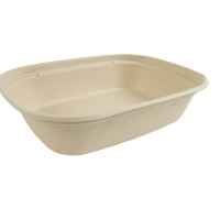 Plateau scellable pulpe rectangulaire brun laminé PLA  220x170mm H53mm 850ml
