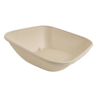 Bol scellable pulpe biseauté brun laminé PLA  183x183mm H70mm 900ml
