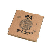 Boîte à pizza carton brun décor "Hot and Tasty" 310x310mm H40mm