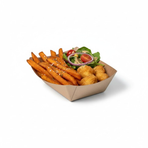 Barquette kraft avec PE 140x100mm H38mm 175ml