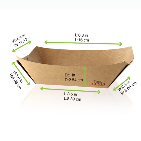 Barquette kraft avec PE 164x120mm H32mm 300ml
