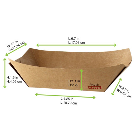 Barquette kraft avec PE 170x120mm H42mm 350ml
