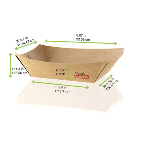 Barquette kraft avec PE 215x160mm H52mm 800ml