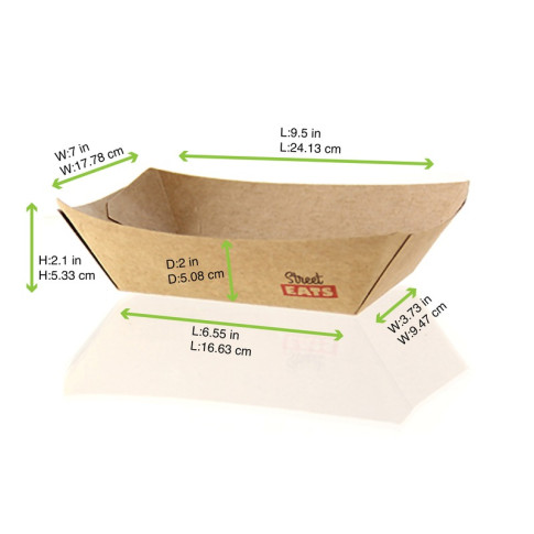 Barquette kraft avec PE 245x165mm H50mm 1200ml
