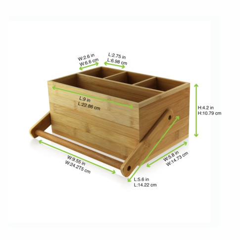 Porte couverts en bambou 4 compartiments  226x148mm H107mm