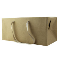 Sac boîte carton kraft poignées tissu (poids max 5kg) 300x200mm H170mm