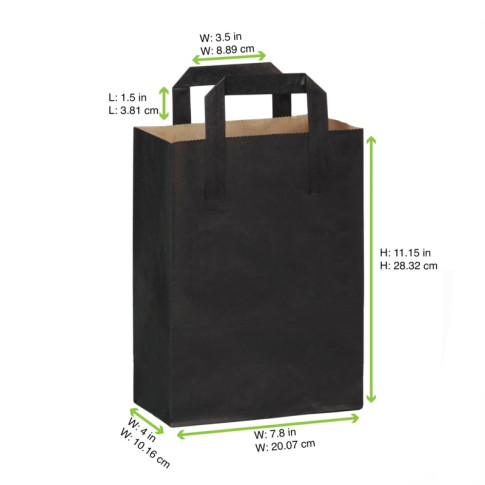 Sac cabas papier kraft brun recyclé imprimé noir 180x85mm H230mm