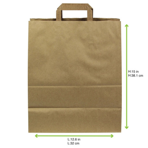 Sac cabas double-paroi papier kraft brun avec anses  320x170mm H380mm