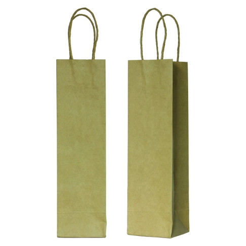 Sac cabas papier kraft brun poignées ficelles pour bouteilles  390x80mm H140mm