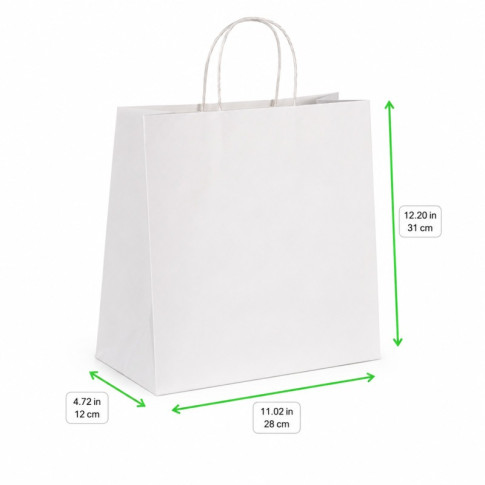Sac cabas papier blanc poignées ficelles  280x120mm H310mm