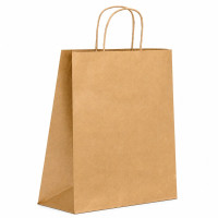 Sac cabas papier kraft brun poignées ficelles - 100 GSM 281x120mm H310mm