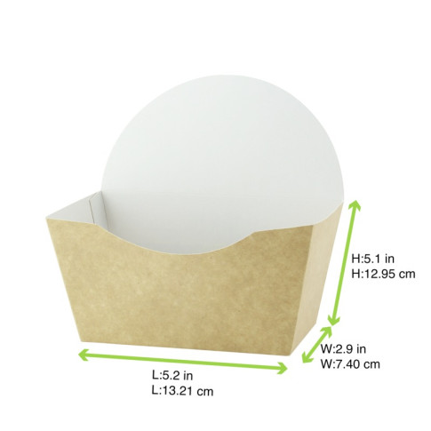 Emballage carton kraft pour burger intérieur blanc 135x73mm H130mm
