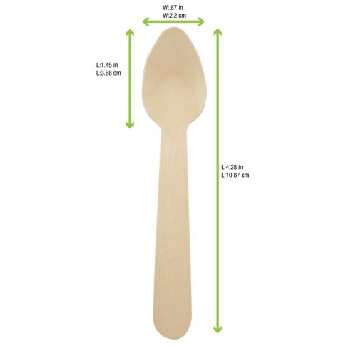 Cuillère café bois, emballage papier kraft  /  Wooden coffee spoon, kraft wrap  H110mm