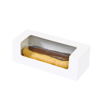 Boite carton à fenêtre pour éclair ou macaron  150x60mm H50mm