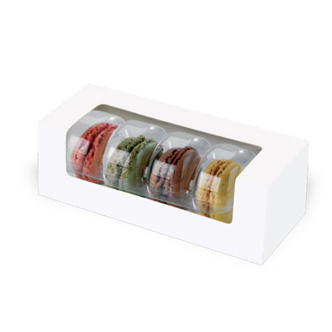 Boite carton à fenêtre pour éclair ou macaron  150x60mm H50mm