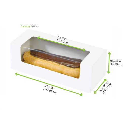 Boite carton à fenêtre pour éclair ou macaron  150x60mm H50mm