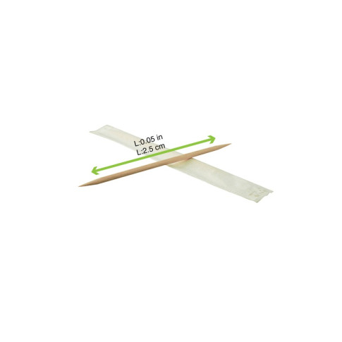 Cure dents en bois emballé individuellement   H65mm