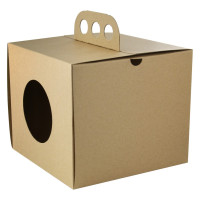 Boite à emporter carton kraft brun “Coup de poing“ 176x176mm H150mm