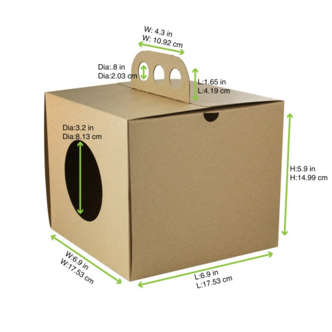 Boite à emporter carton kraft brun “Coup de poing“ 176x176mm H150mm