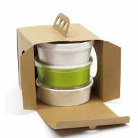 Boite à emporter carton kraft brun "Coup de poing"  176x176mm H150mm