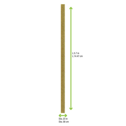 Paille à cocktail en papier kraft brun  H145mm