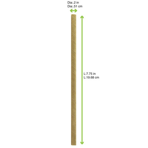 Paille en papier kraft brun  H197mm