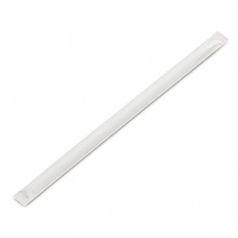 Paille biseautée blanche pour Bubble Tea - emballage individuel  H12mm