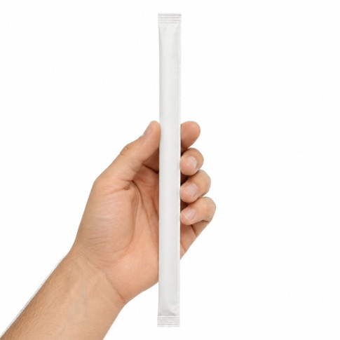 Paille biseautée blanche pour Bubble Tea - emballage individuel  H12mm