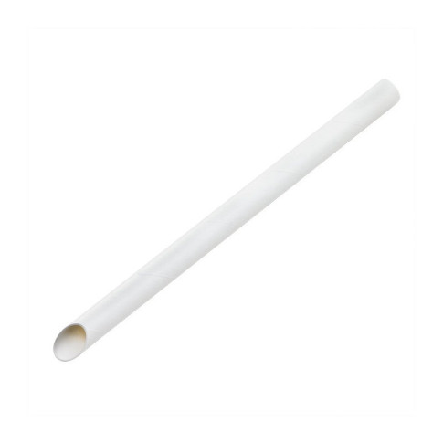 Paille biseautée blanche pour Bubble Tea   H12mm