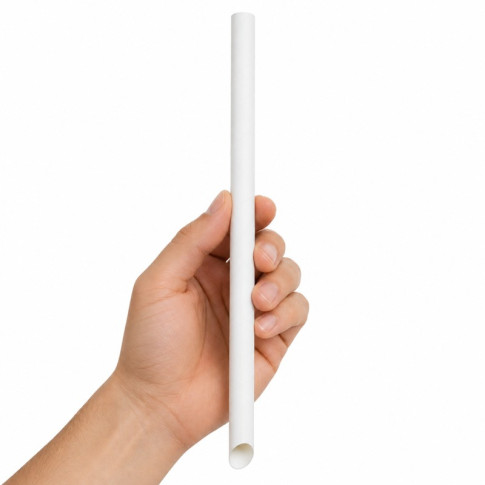 Paille biseautée blanche pour Bubble Tea   H12mm