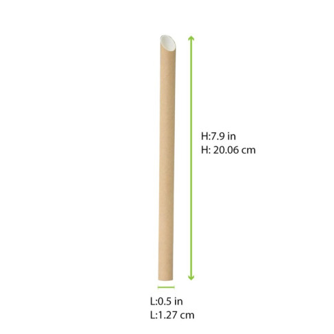 Paille biseautée Kraft pour Bubble Tea   H200mm
