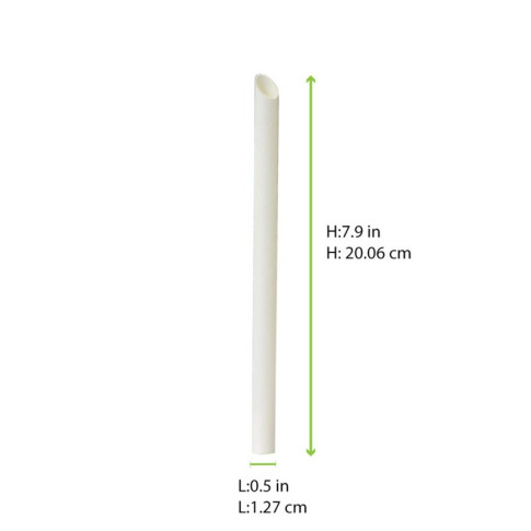 Paille biseautée blanche pour Bubble Tea   H200mm