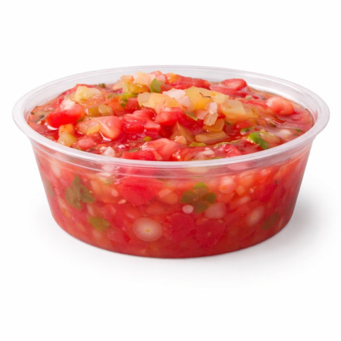 Pot à sauce rond en plastique PS cristal  H47mm 270ml