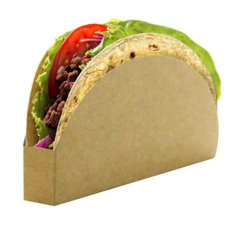 Emballage pour Tacos Kraft/Blanc 150x70mm H20mm
