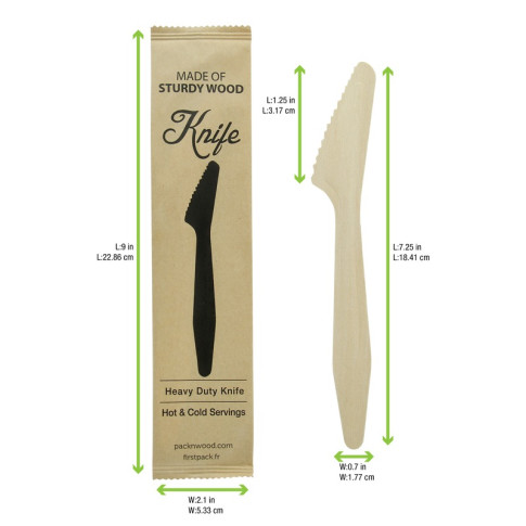 Hercule Couteau bois emballé individuellement   H185mm
