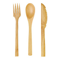 Kit Couverts Bambou 3/1 Emballage Kraft  H160mm