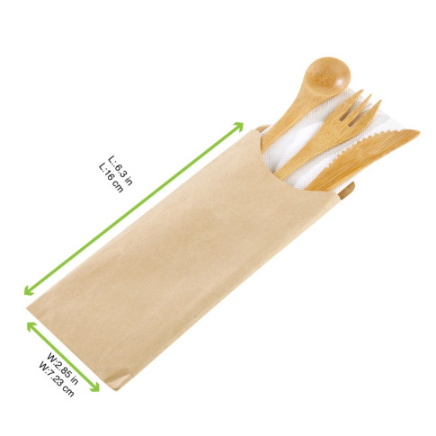 Kit couverts bambou 4/1 "Bambi", emballage kraft   H160mm