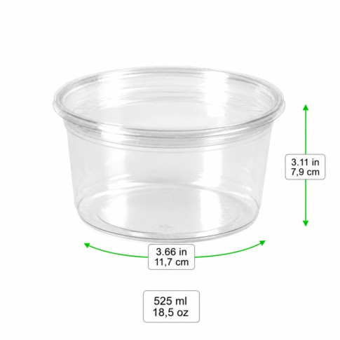 Pot Deli rond PET transparent  H79mm 525ml