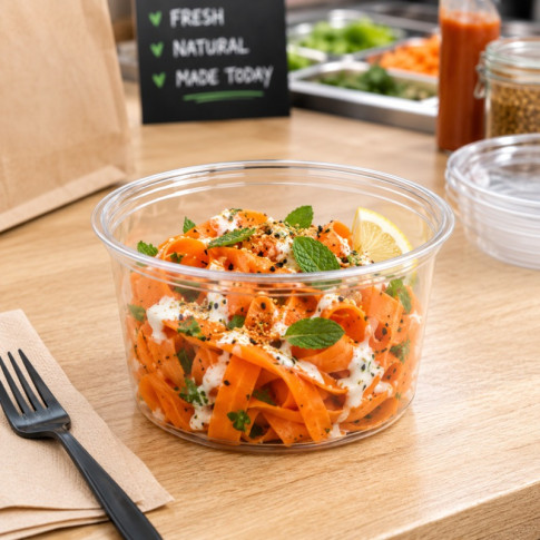Pot Deli rond PET transparent  H79mm 525ml