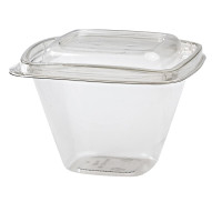 Pot Deli carré PET transparent avec couvercle  128x128mm H85mm 500ml
