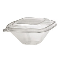 Pot Deli carré PET transparent avec couvercle  128x128mm H55mm 250ml