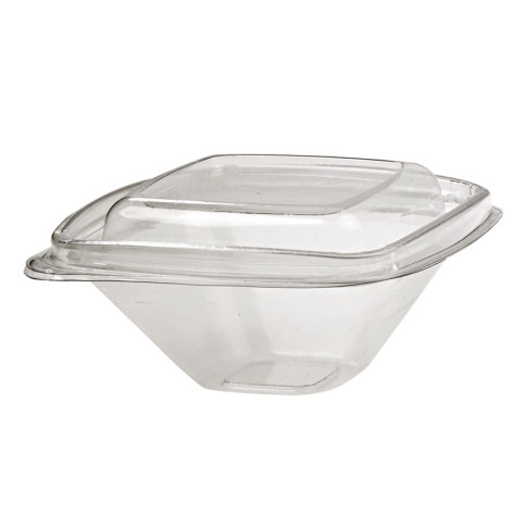 Pot Deli carré PET transparent avec couvercle  128x128mm H55mm 250ml