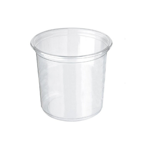 Pot Deli rond PET transparent avec couvercle rentrant  H141mm 960ml